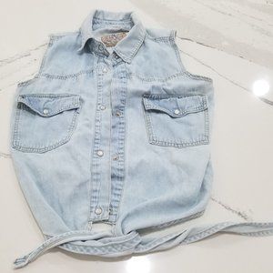 Jean  Blue Sleeveless Top Small